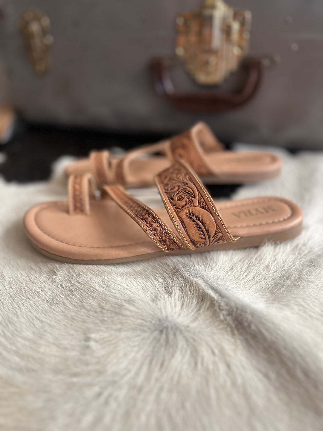 Myra Point Ridge Hand Tooled Sandals*