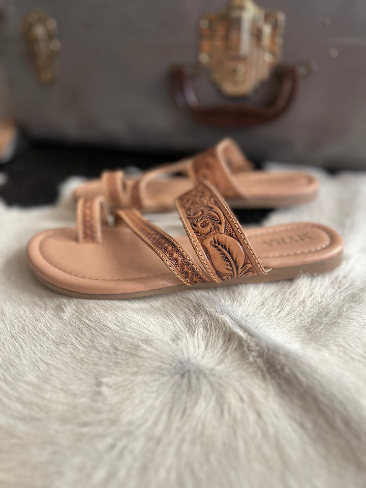 Myra Point Ridge Hand Tooled Sandals*