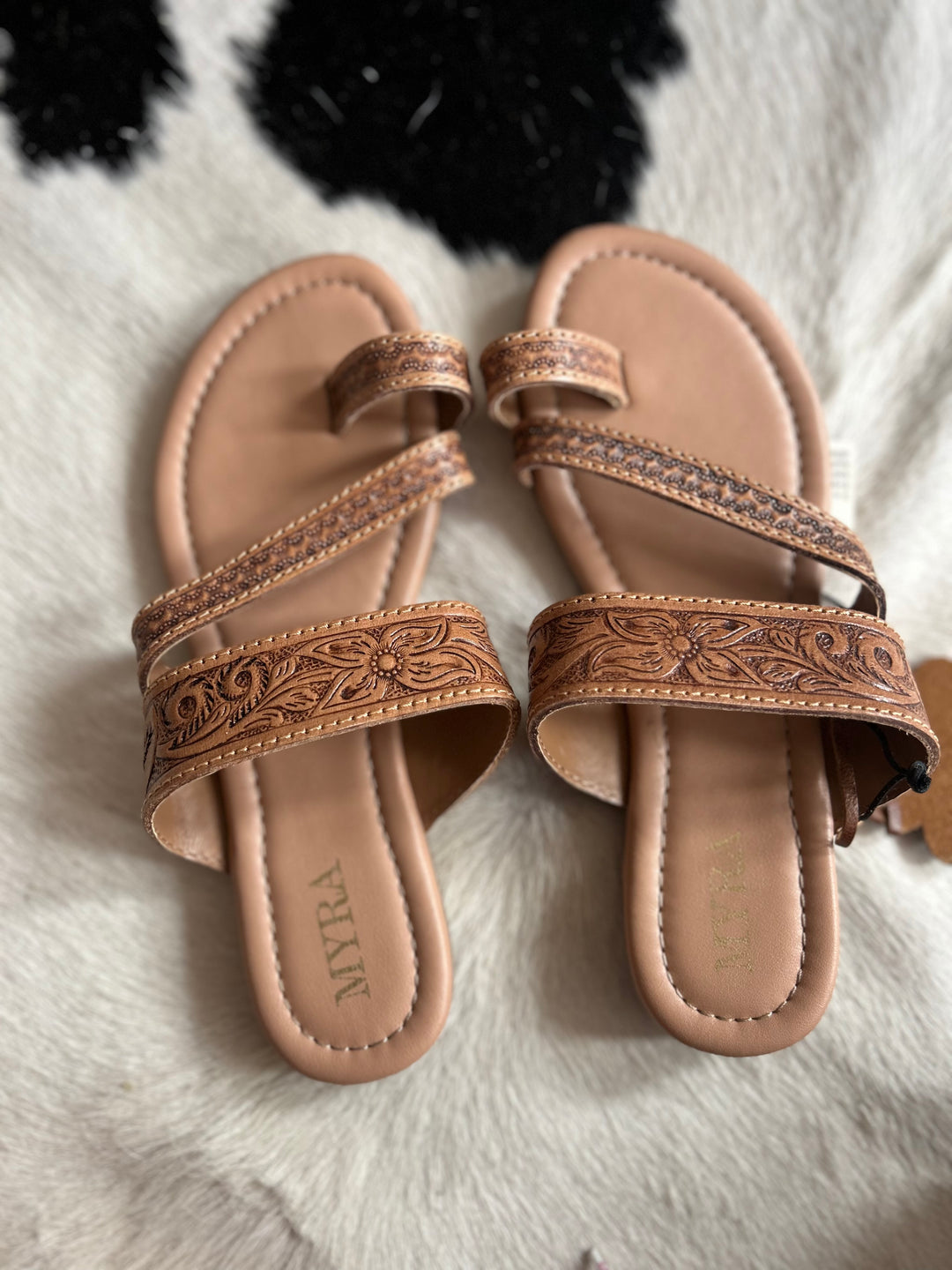 Myra Point Ridge Hand Tooled Sandals*
