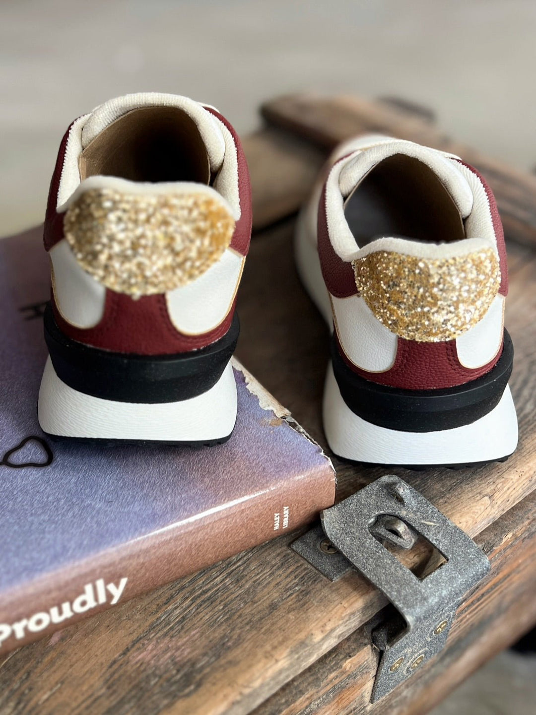 Nova Burgundy Glitter Sneakers | gussieduponline