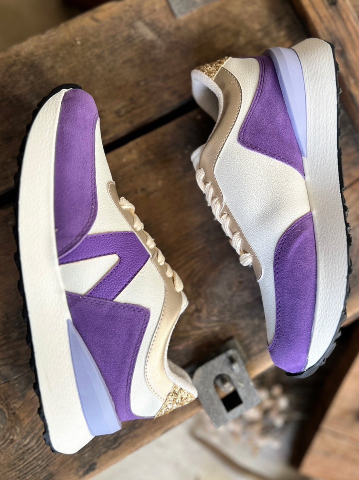 Nova Purple Glitter Sneakers | gussieduponline