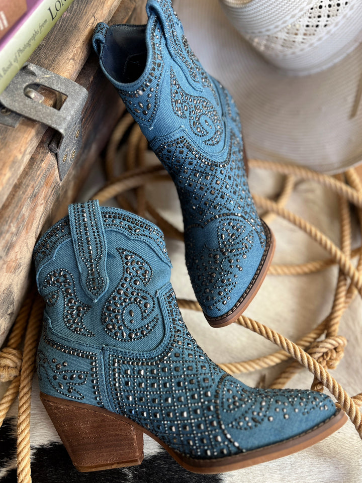 On My Own Denim Booties | gussieduponline