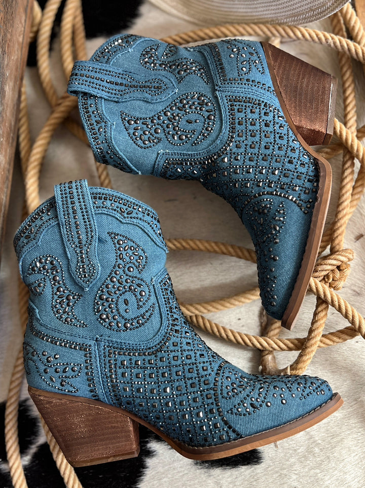On My Own Denim Booties | gussieduponline