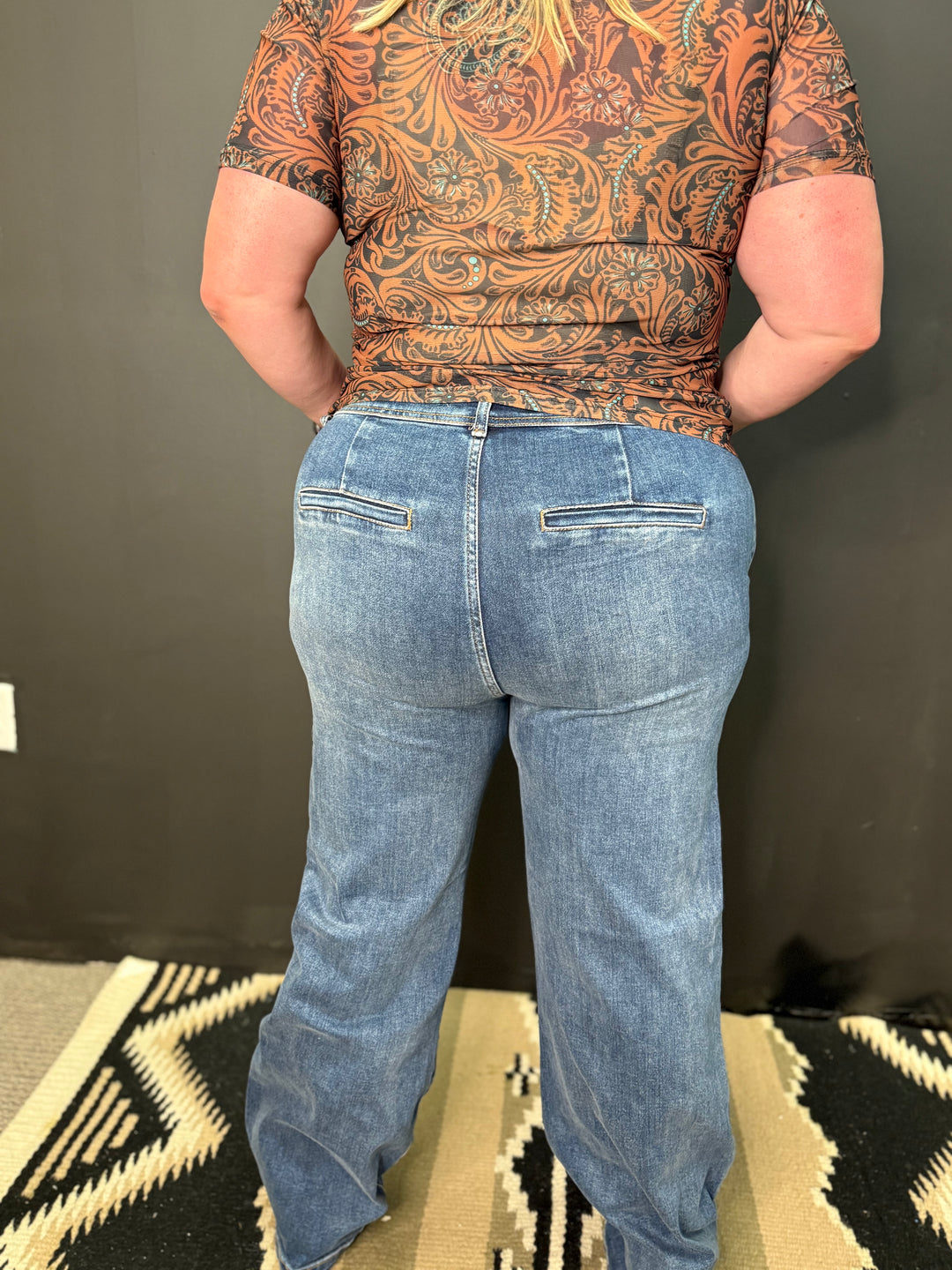 PLUS High Rise Wide Leg Double Button Jeans