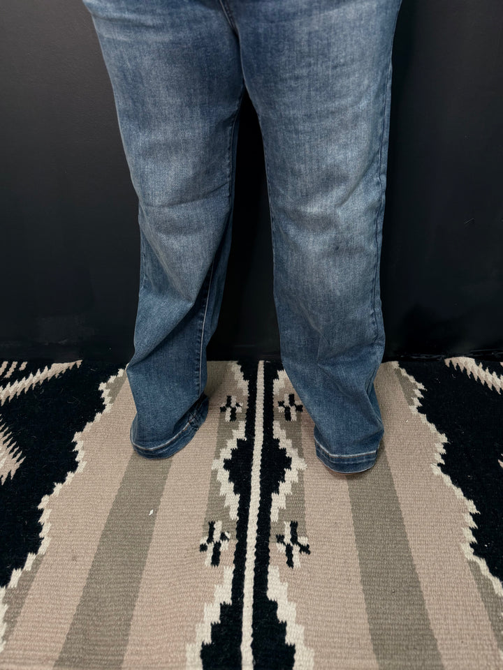 PLUS High Rise Wide Leg Double Button Jeans