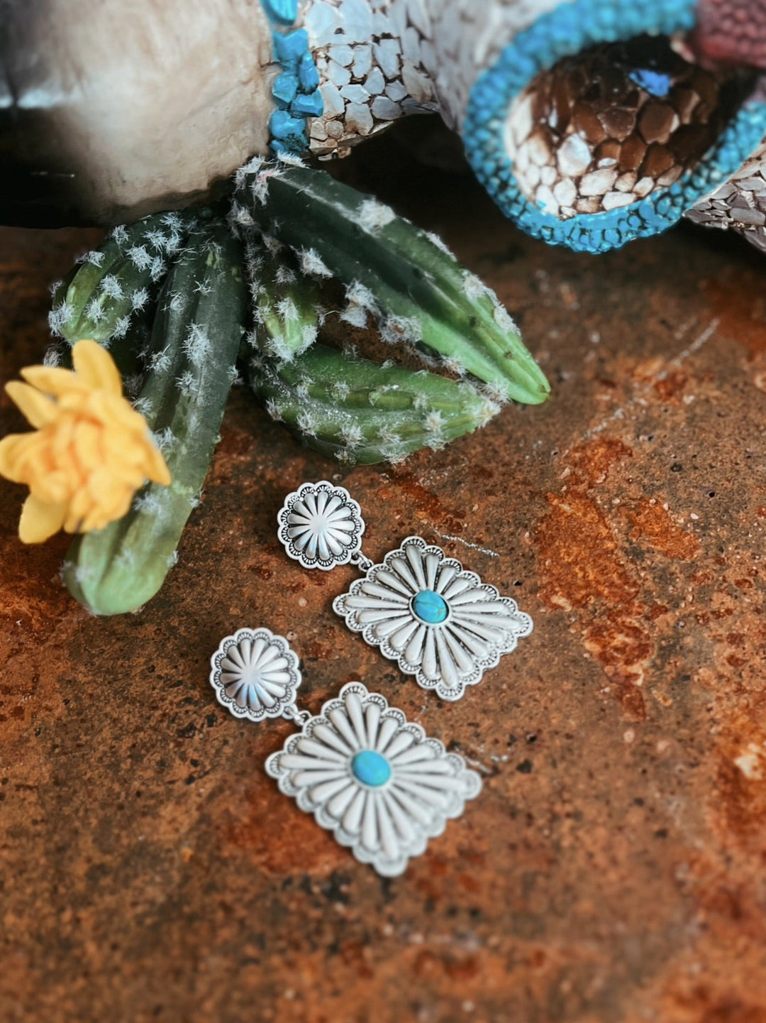 Rectangle Turquoise Post Earrings | gussieduponline