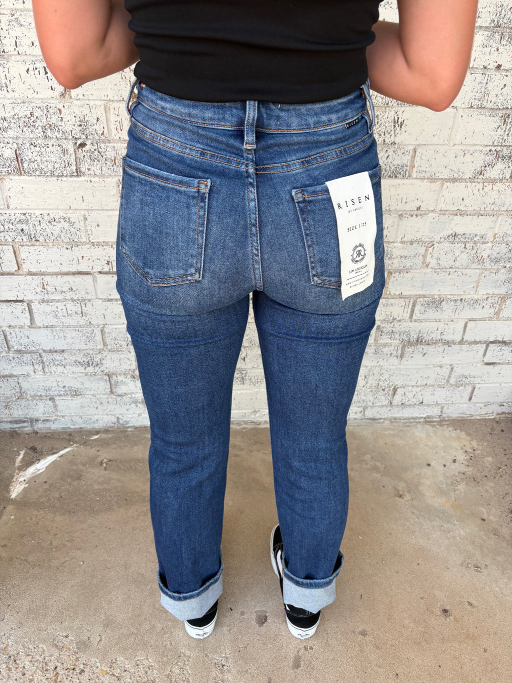 Risen High Rise Ankle Straight Jeans