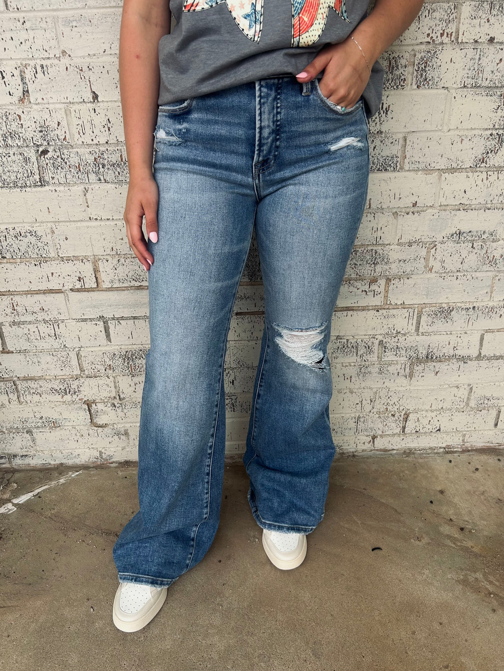 Risen Tummy Control Mid Rise Flare Jeans*