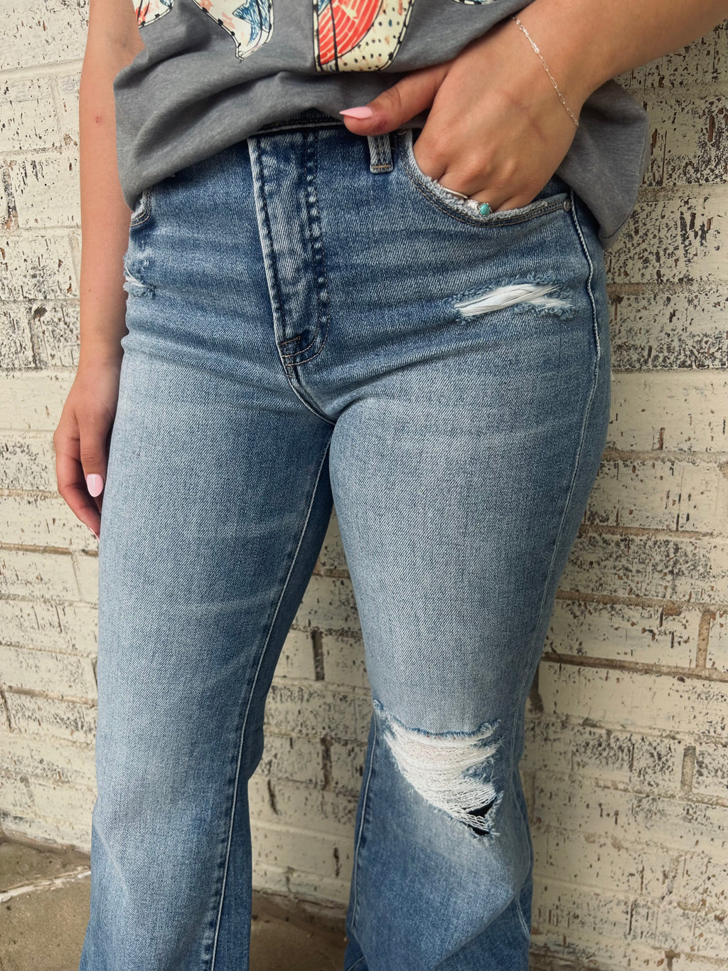 Risen Tummy Control Mid Rise Flare Jeans*