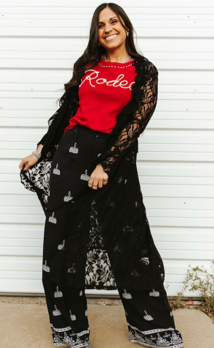 L&B Black Ruffle Vintage Front Tie Duster