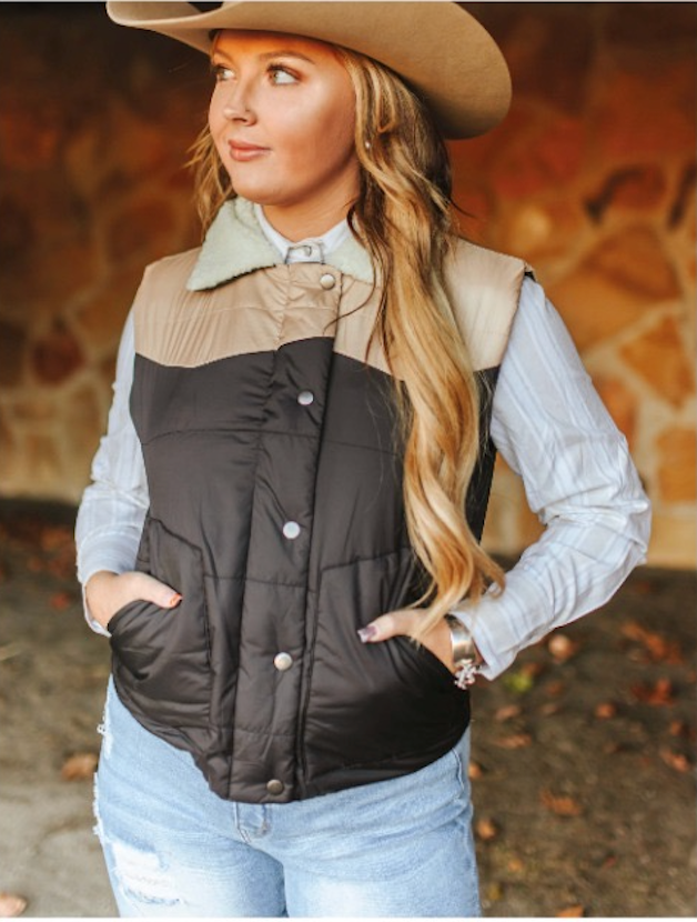 L&B Black & Brown Puffer Vest