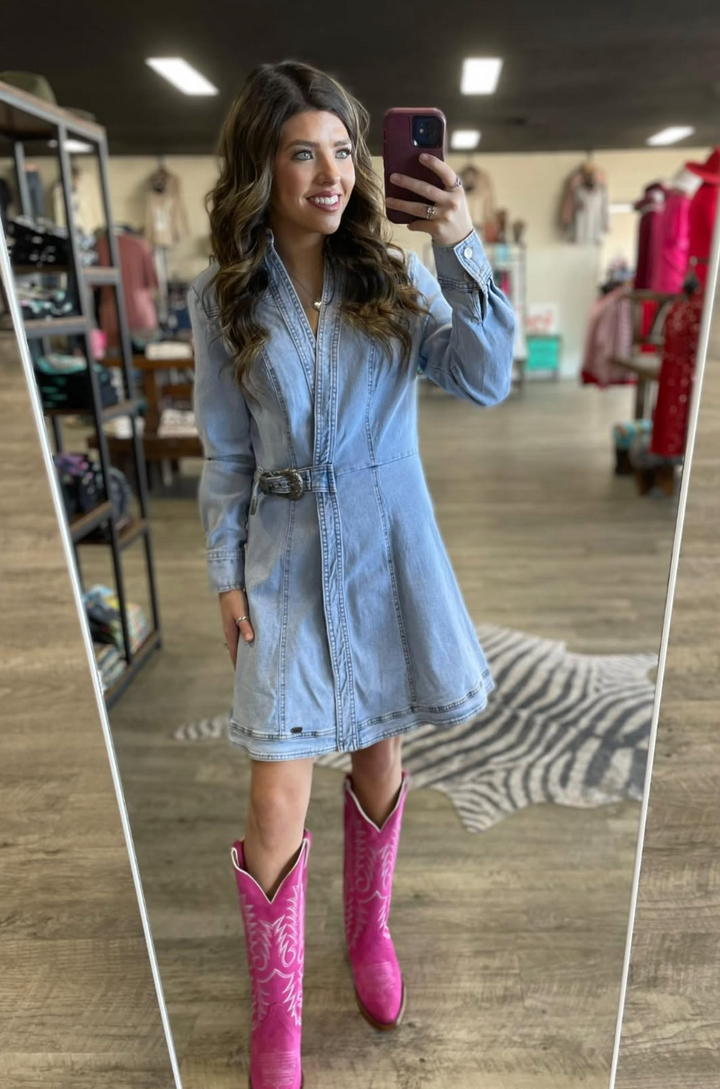 L&B Stone Wash Long Sleeve Dress