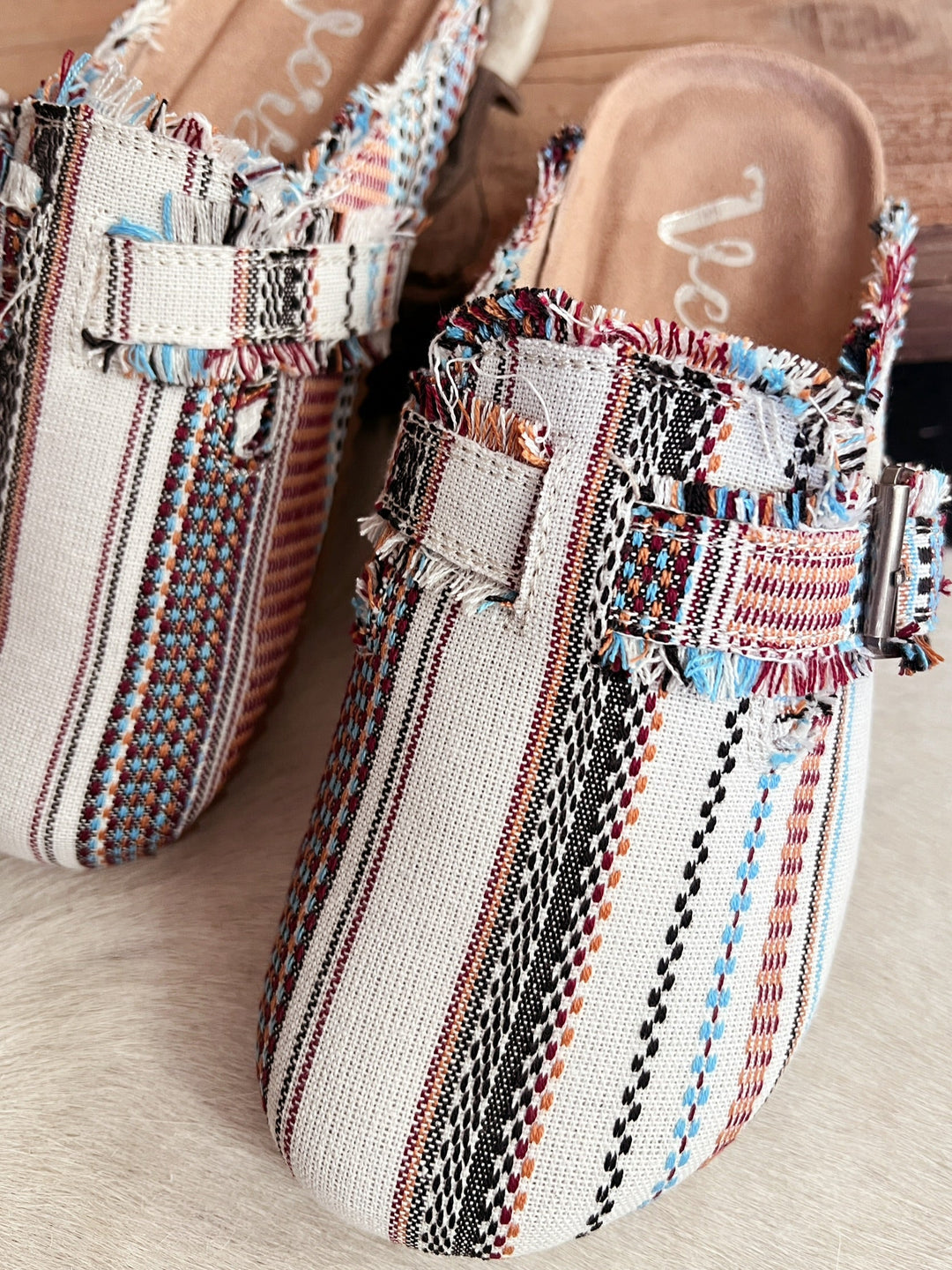 Serape Cream Basket Clog Shoes | gussieduponline