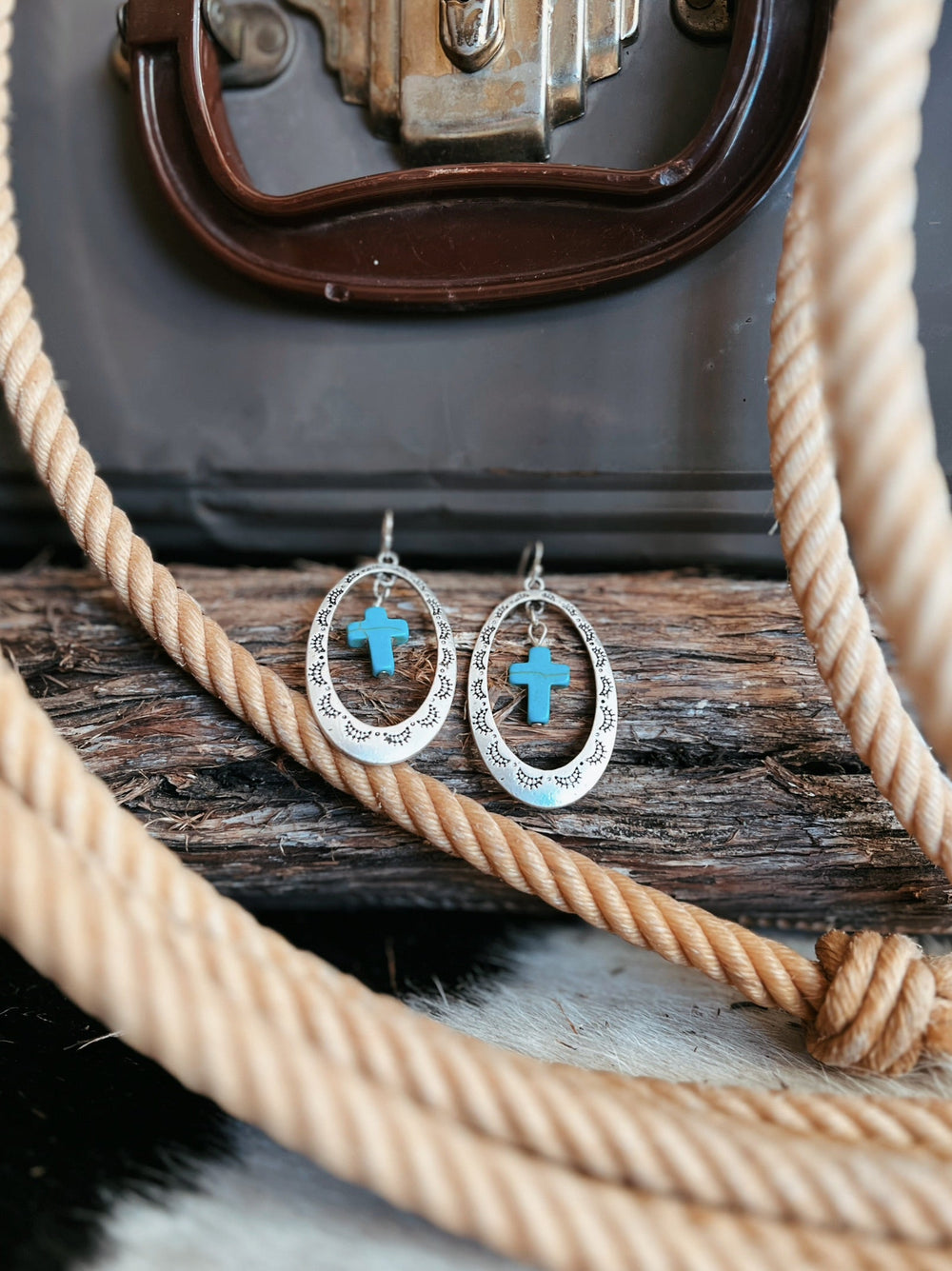 Silver Cross Concho Earrings | gussieduponline