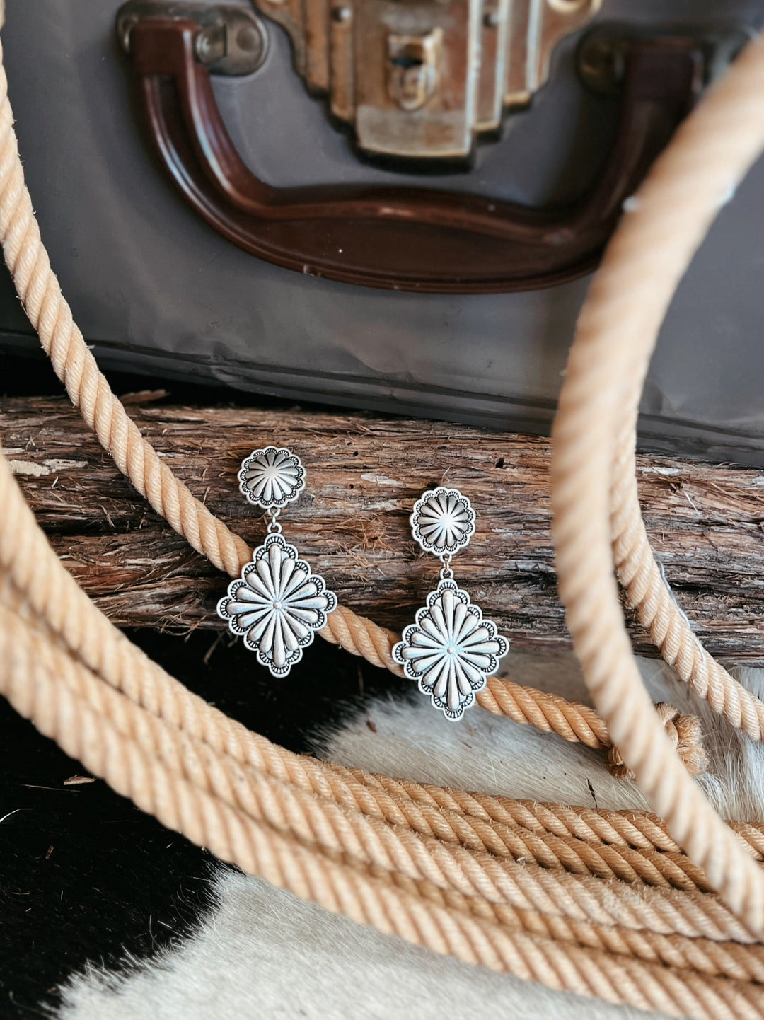 Silver Post Concho Earrings | gussieduponline