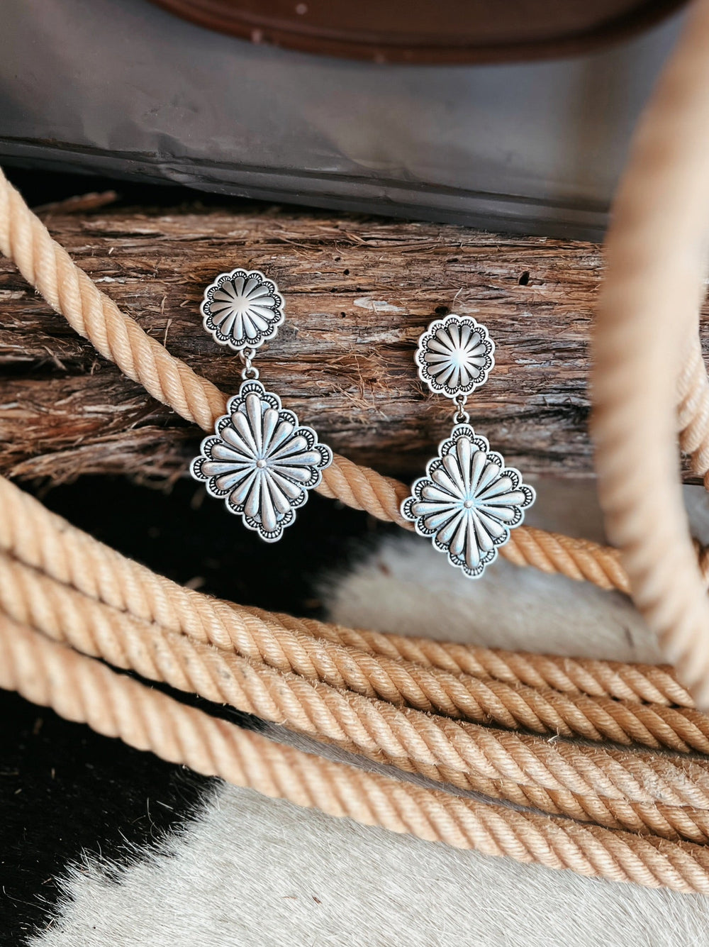 Silver Post Concho Earrings | gussieduponline