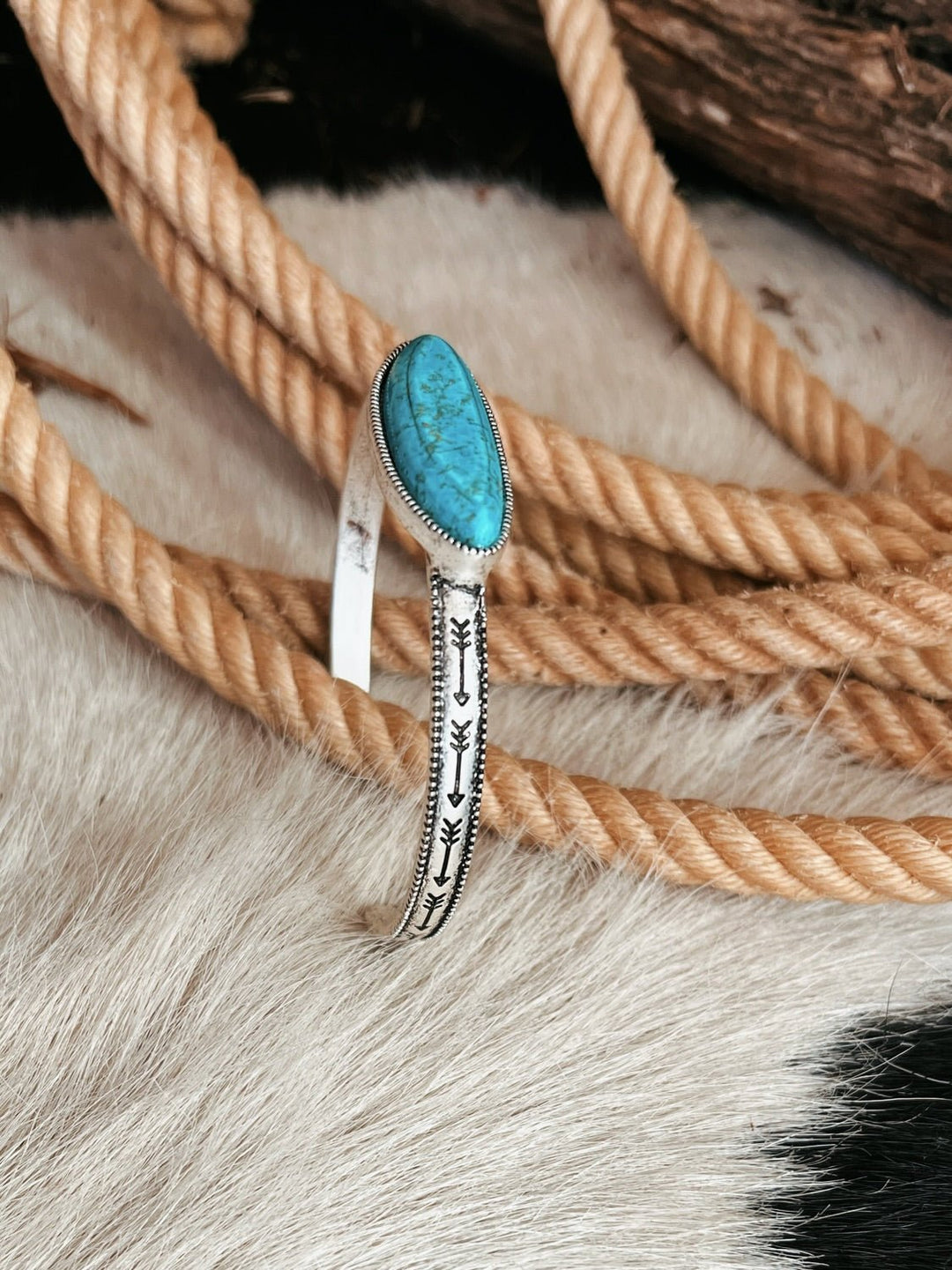 Singular Turquoise Colored Stone Cuff Bracelet | gussieduponline