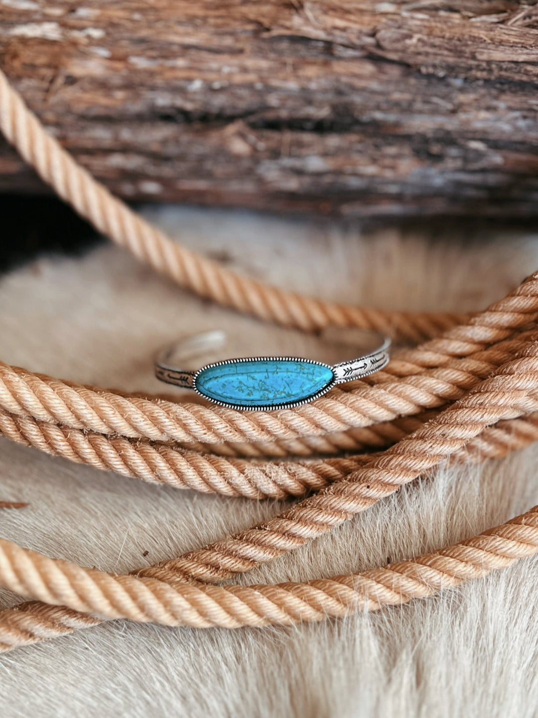Singular Turquoise Colored Stone Cuff Bracelet | gussieduponline