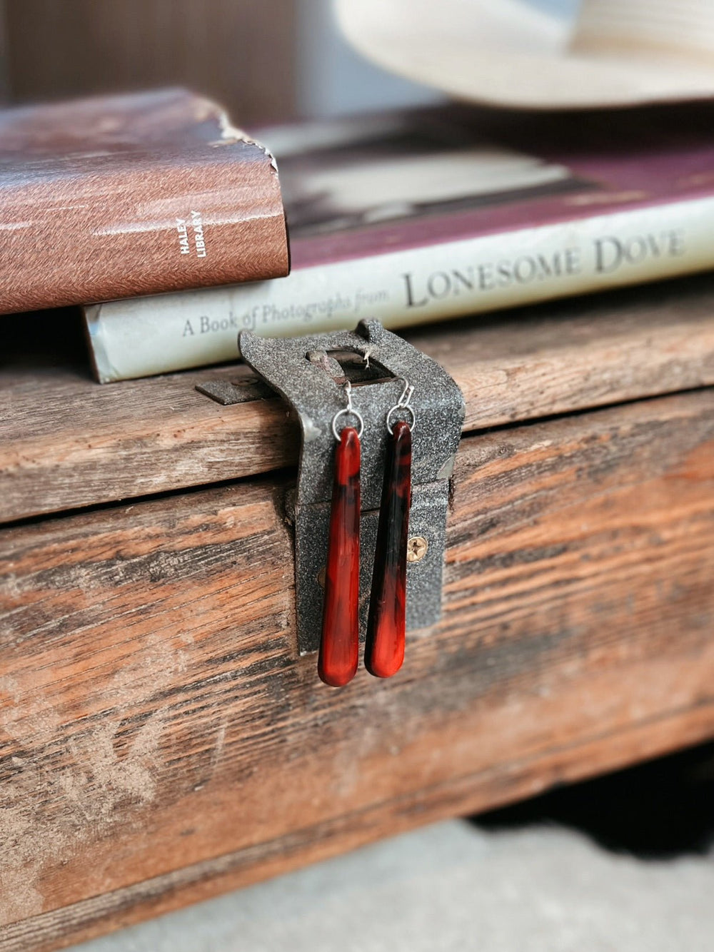 Skinny Red Dangle Earrings | gussieduponline