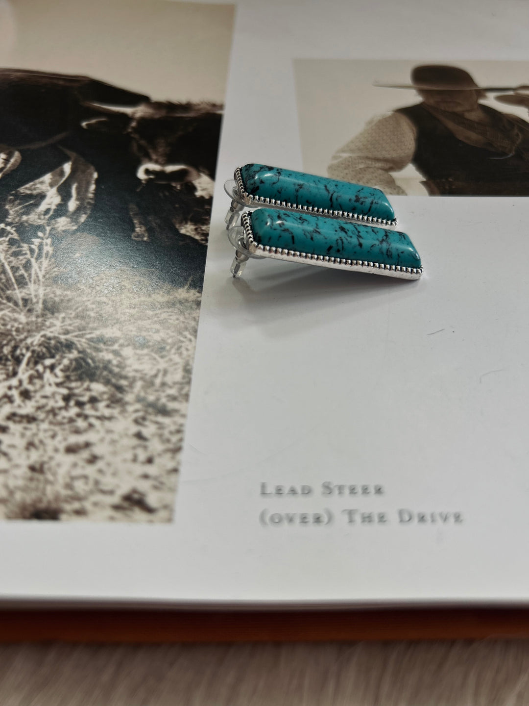 Speckled Turquoise Bar Post Earrings