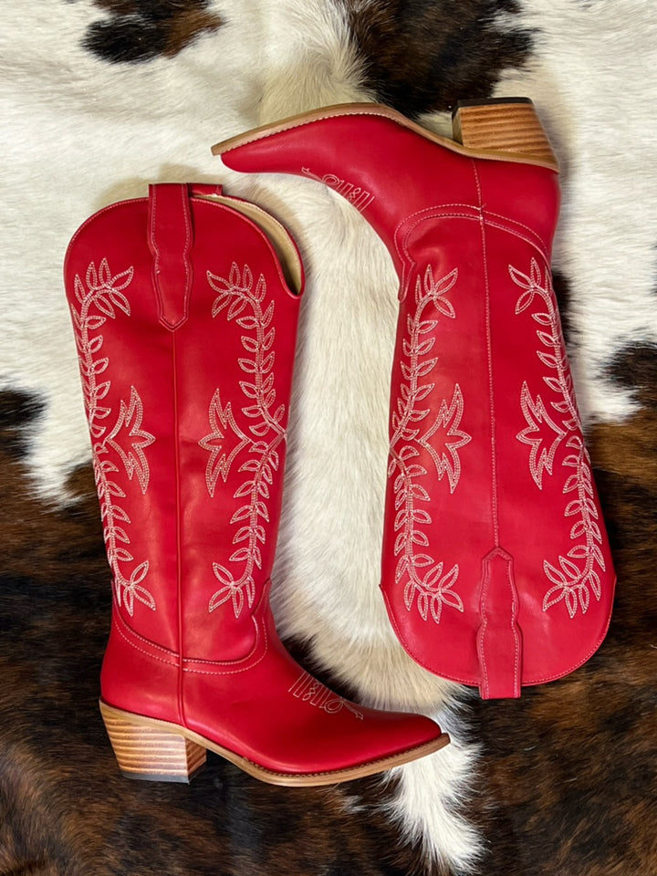 Stella Red Bow Toe Boots