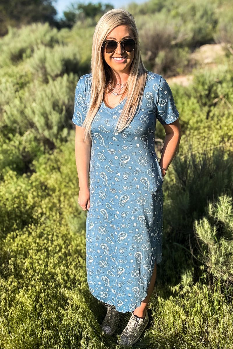 Sterling Kreek Bandana Babe Blue Maxi Dress
