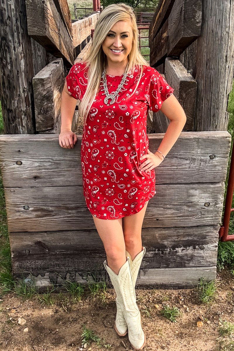 open lace back dress Sterling Kreek Bandana Babe Red Dress I Gussied Up Online Boutique Xs