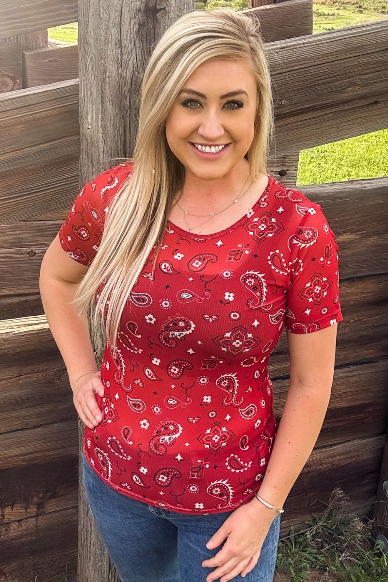 Sterling Kreek Bandana Babe Short Sleeve Mesh Top*