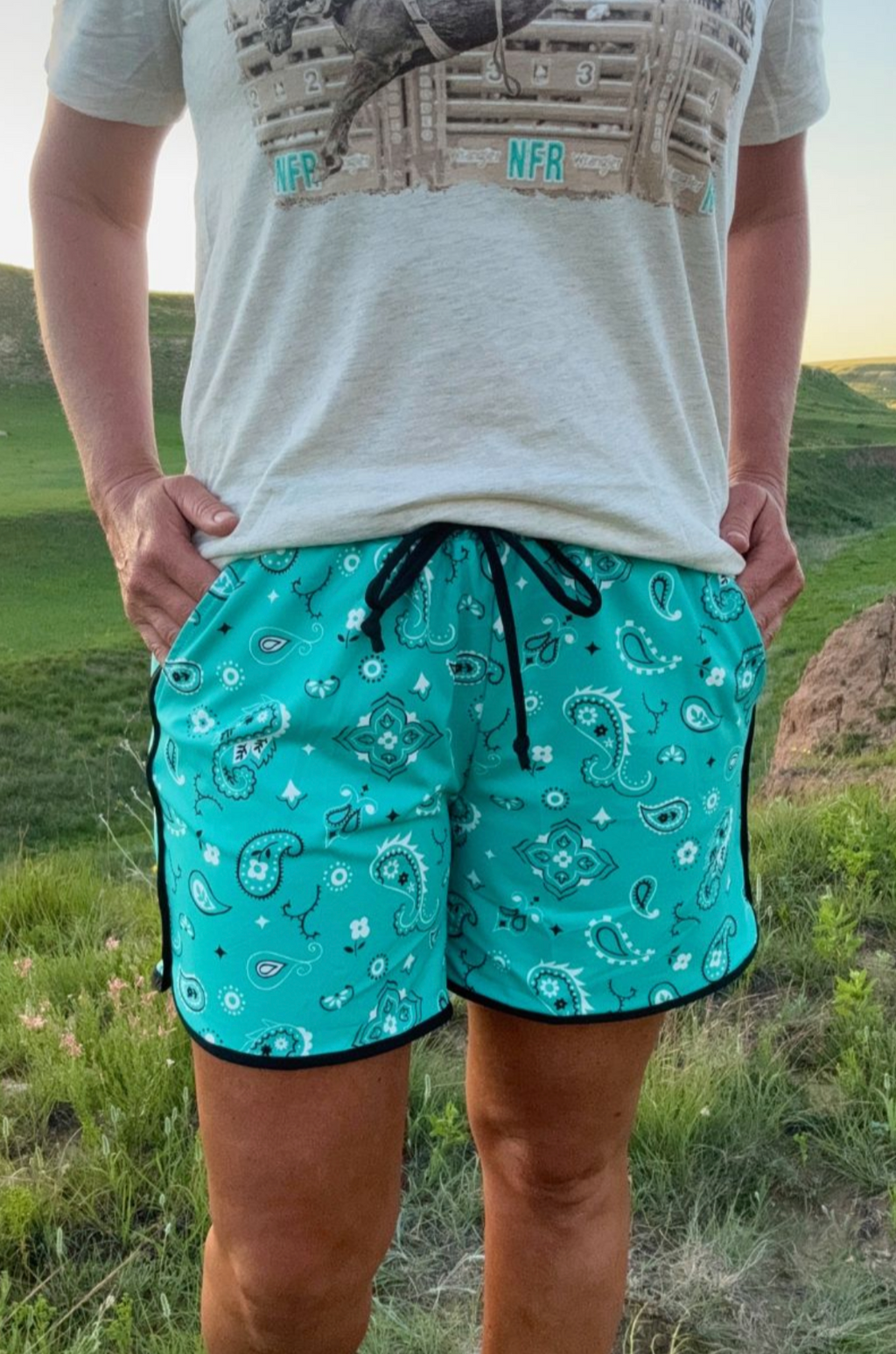 Sterling Kreek Bandana Babe Turquoise Shorts Long