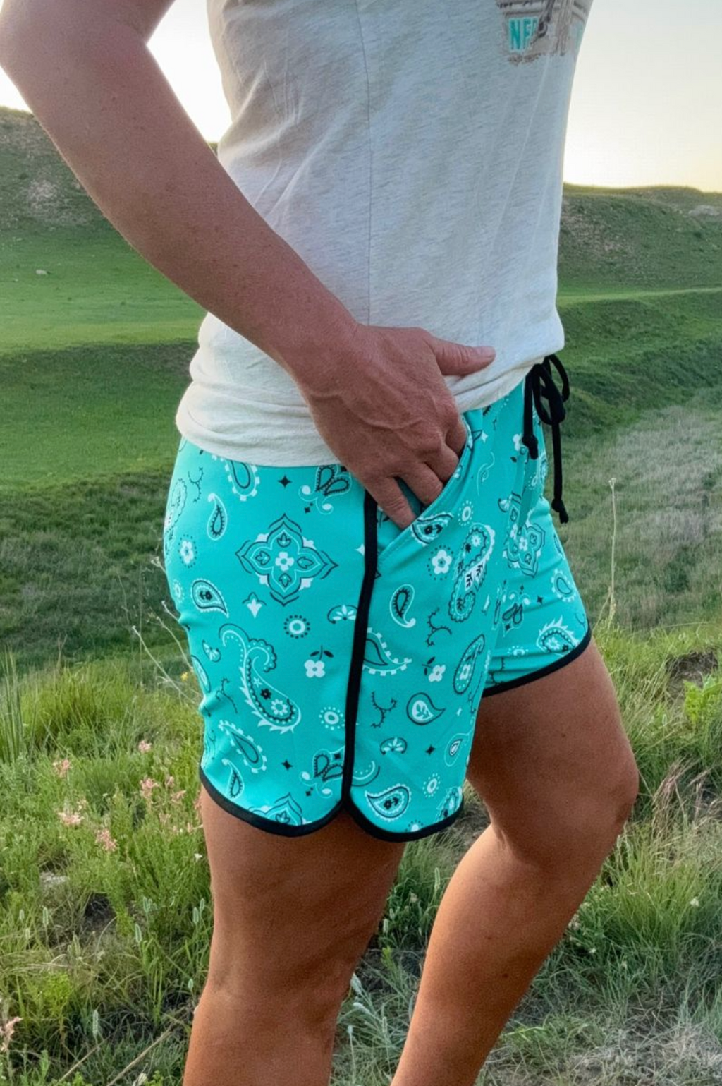 Sterling Kreek Bandana Babe Turquoise Shorts Long