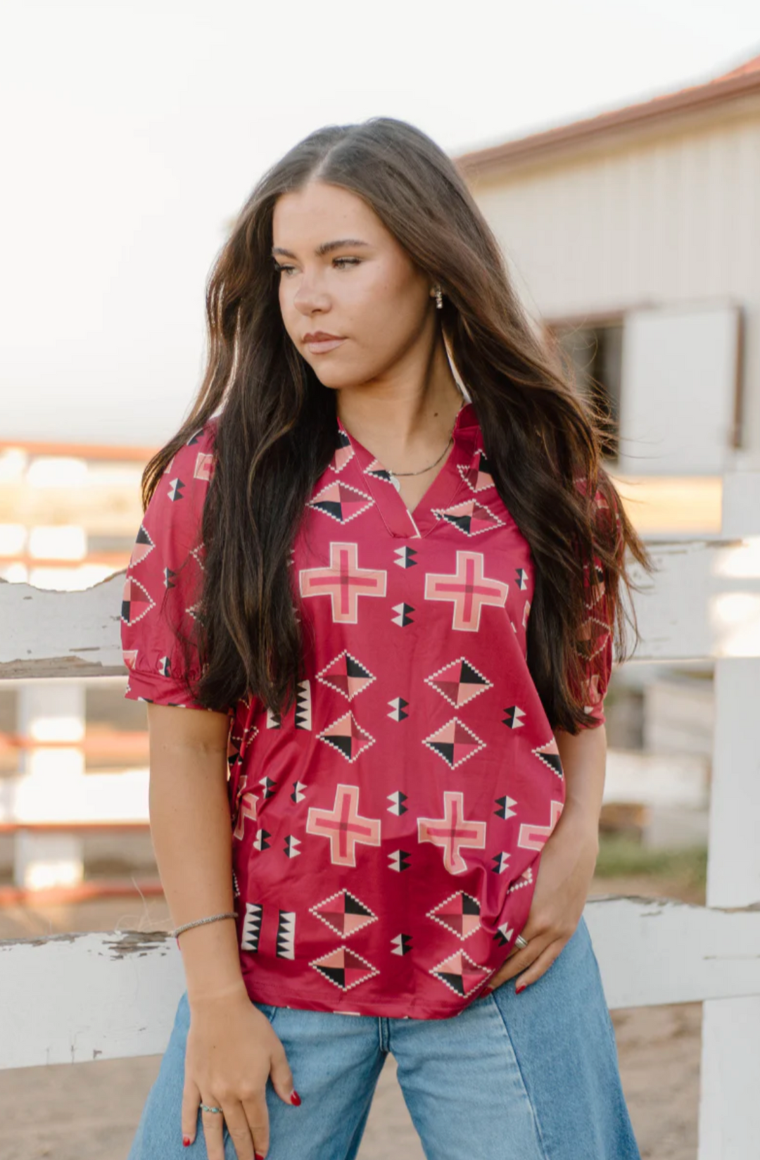 Sterling Kreek Berry Aztec Top