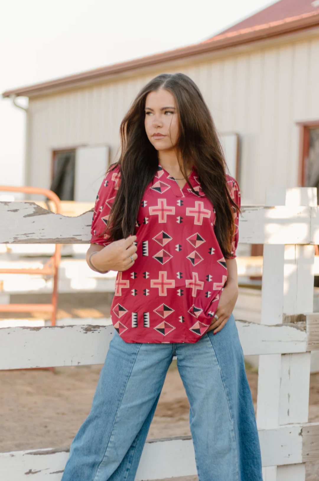 Sterling Kreek Berry Aztec Top