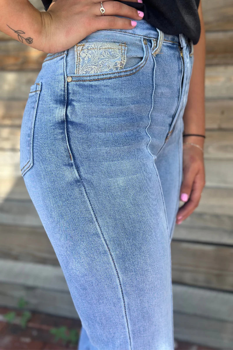 Sterling Kreek Embroidered Cuffed Jeans