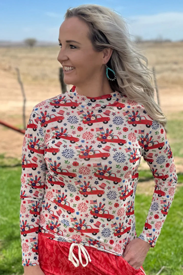 Sterling Kreek Freedom & Fireworks Mesh Top*