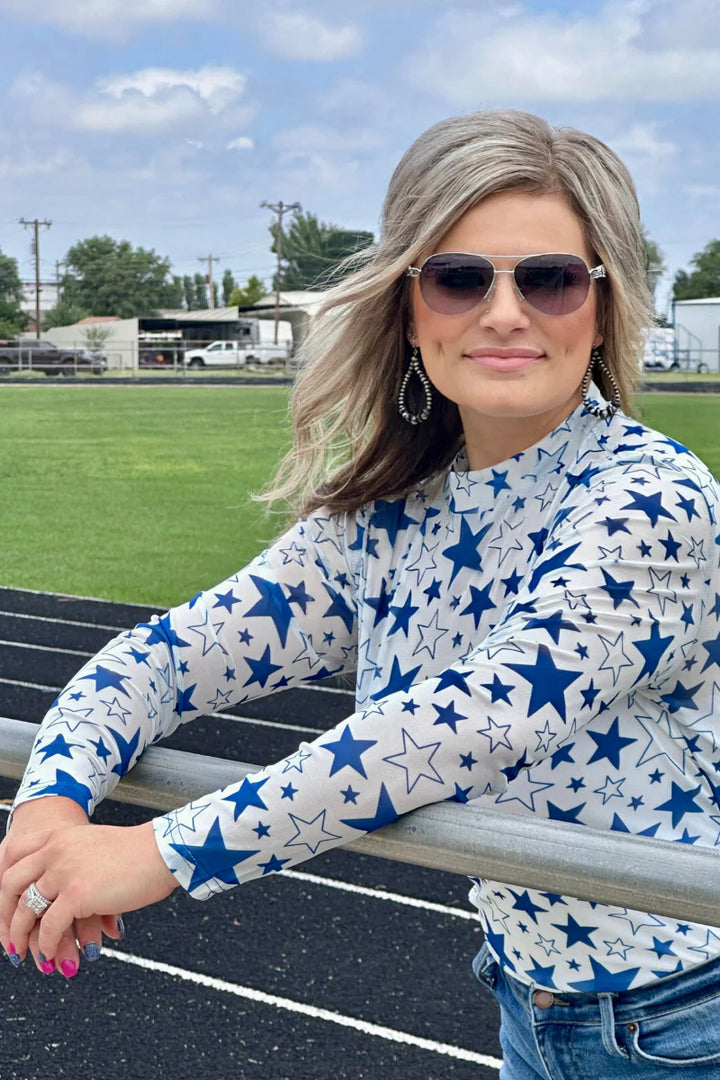 Sterling Kreek Go Team Go Blue Mesh Top