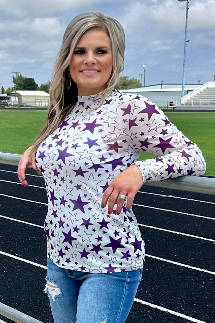 Sterling Kreek Go Team Go Purple Mesh Top