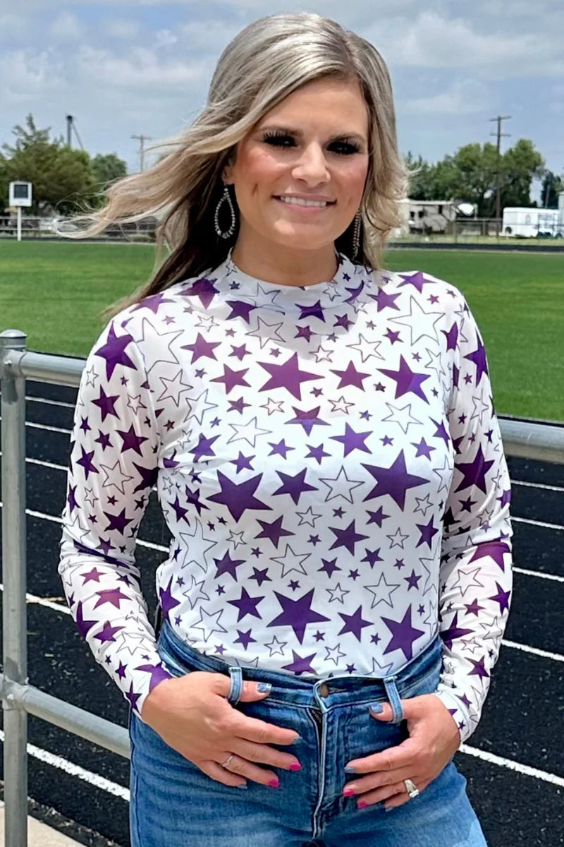 Sterling Kreek Go Team Go Purple Mesh Top