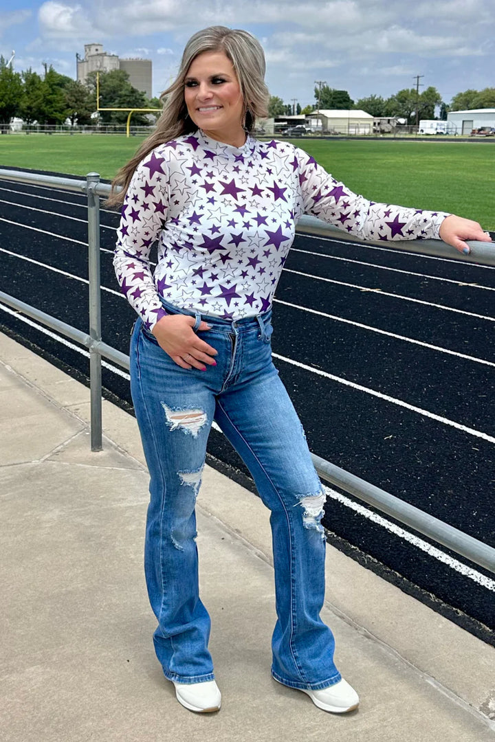 Sterling Kreek Go Team Go Purple Mesh Top