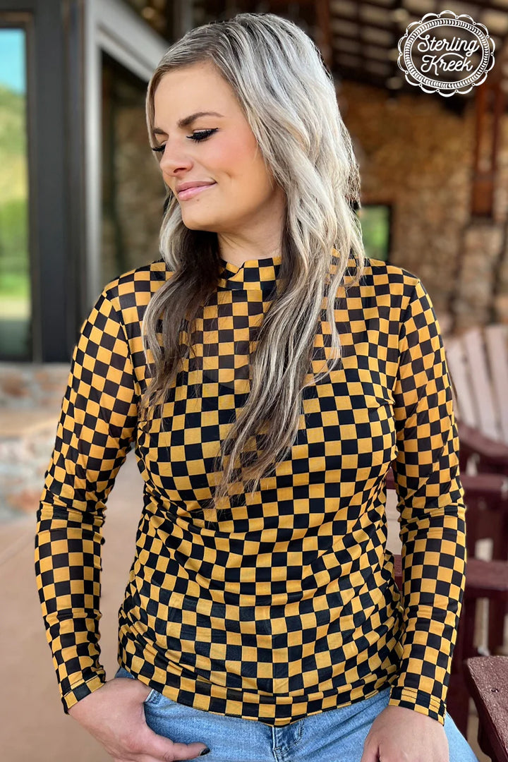 Sterling Kreek Pep Rally Black & Gold Mesh Top