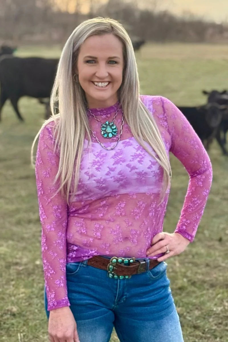 Sterling Kreek Purple Skies Lace Top