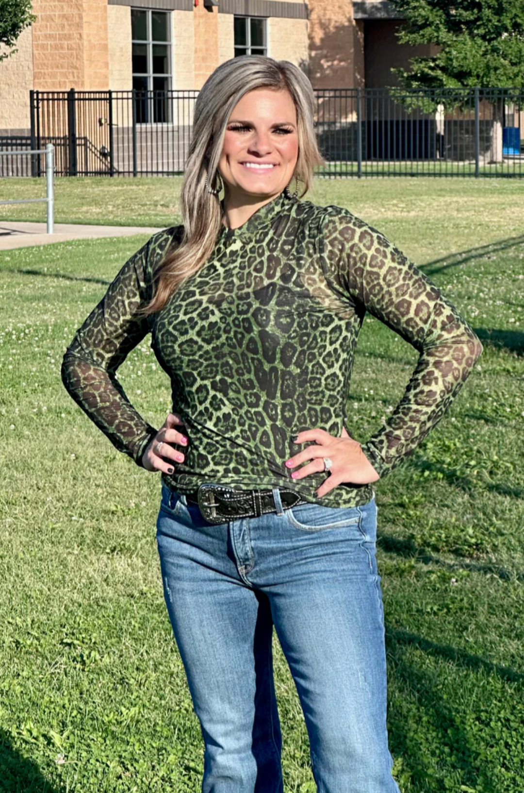 Sterling Kreek Sideline Spirit Green Mesh Top