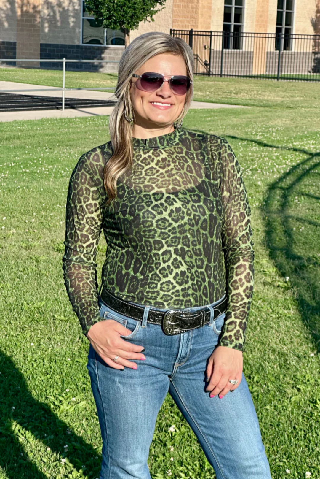 Sterling Kreek Sideline Spirit Green Mesh Top
