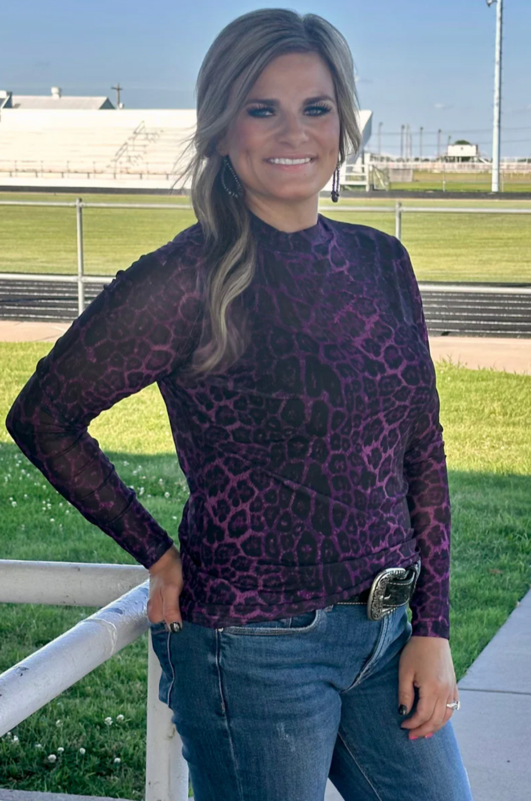 Sterling Kreek Sideline Spirit Purple Mesh Top