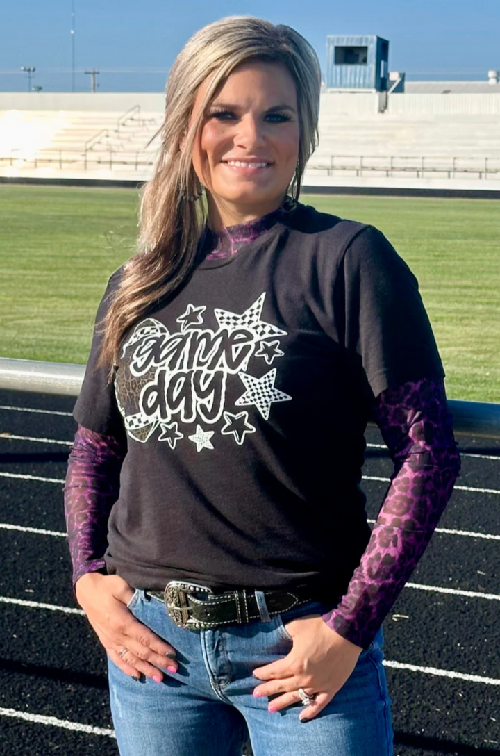 Sterling Kreek Sideline Spirit Purple Mesh Top