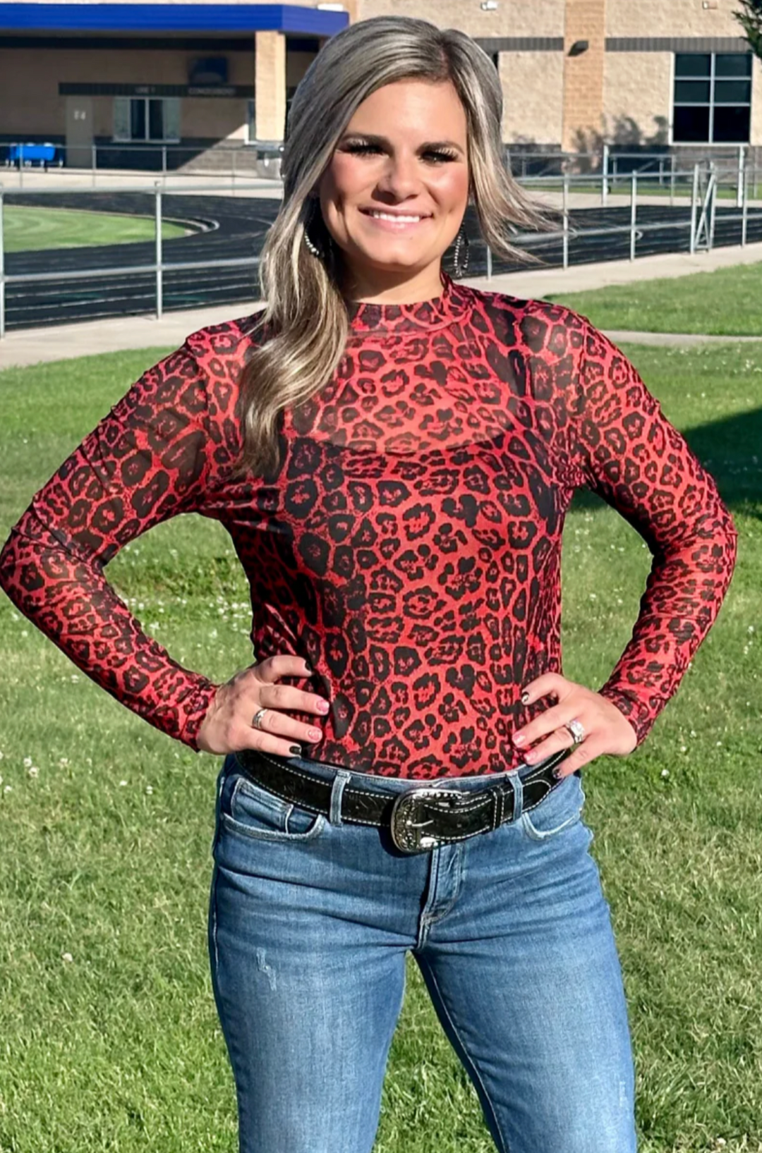 Sterling Kreek Sideline Spirit Red Mesh Top