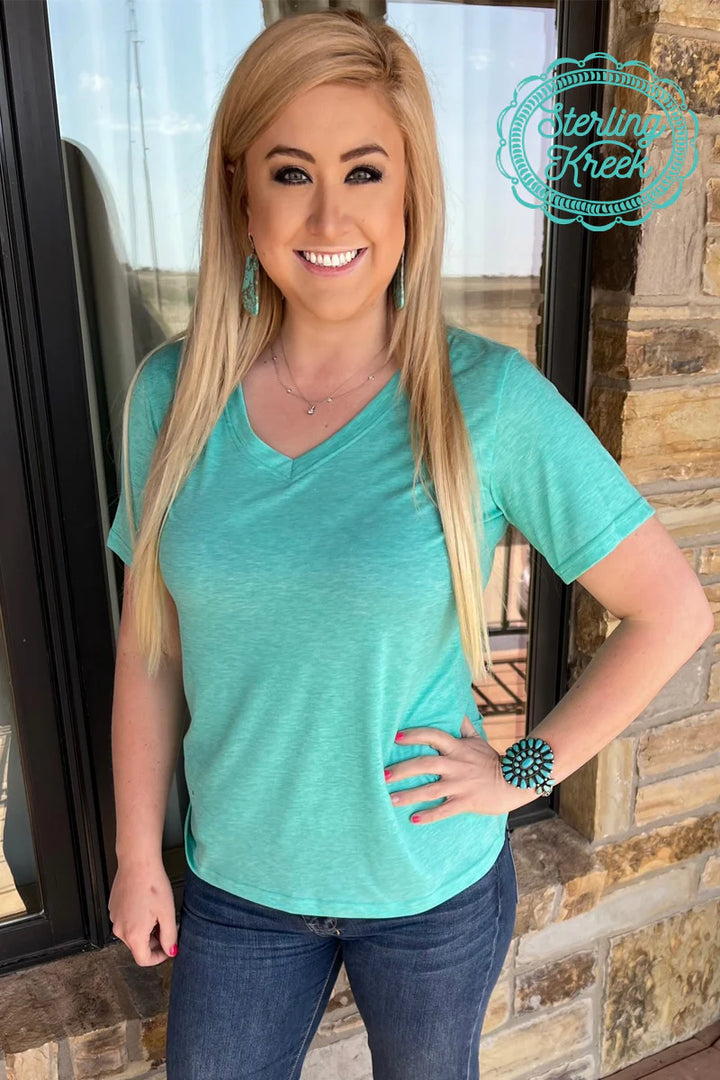 Sterling Kreek Simple Turquoise Top