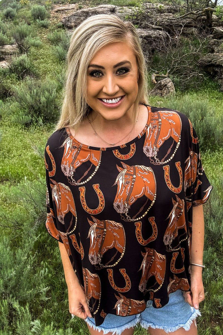 Sterling Kreek The Lucky Horse Shoe Top*