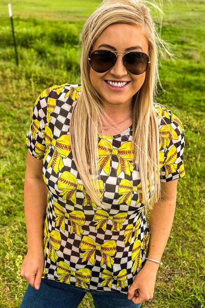 Sterling Kreek Throw Like A Girl Short Sleeve Mesh Top