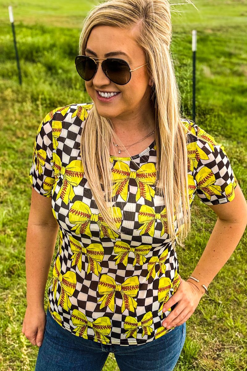 Sterling Kreek Throw Like A Girl Short Sleeve Mesh Top