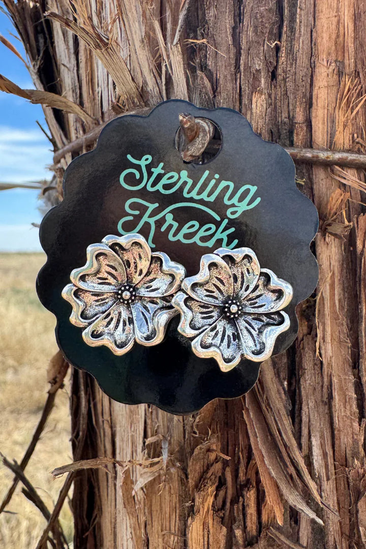 Sterling Kreek Tooled Flower Studs
